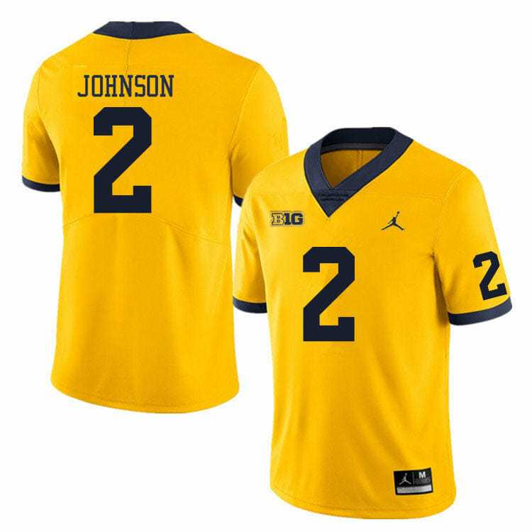 Men%27s Michigan Wolverines #2 Will Johnson Yellow Stitched Jersey Dzhi